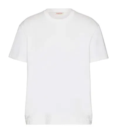 Valentino Cotton Logo-hem T-shirt In White