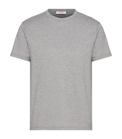 Valentino Cotton Rockstud T-shirt In Grey