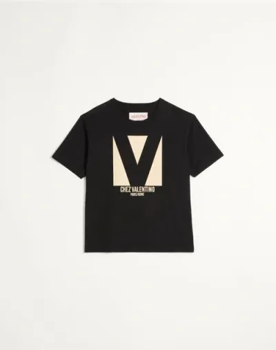 Valentino Cotton T-shirt With Chez Print In Black