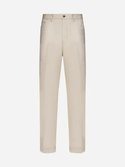 Valentino Cotton Gabardine Trousers In Sand