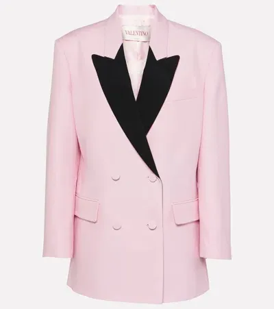 Valentino Crêpe Couture Double-breasted Blazer In Pink