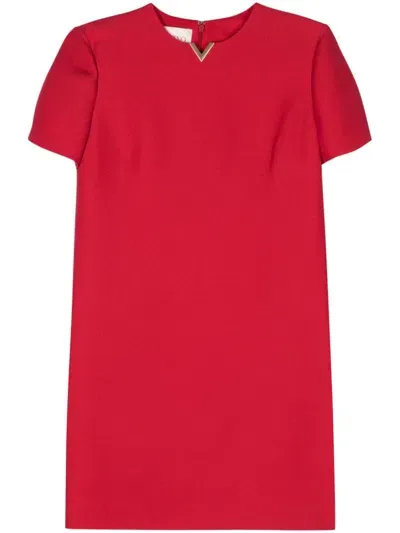 Valentino Crepe Couture Mini Dress In Rot