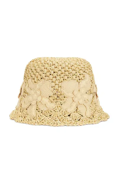 Valentino Garavani Crochet Bucket Hat In Naturale & Gold