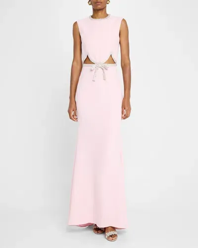 Valentino Cut-out Embellished Dress In Lt Pink