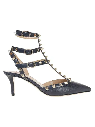 Valentino Garavani Rockstud 65 Leather Pumps In Blue