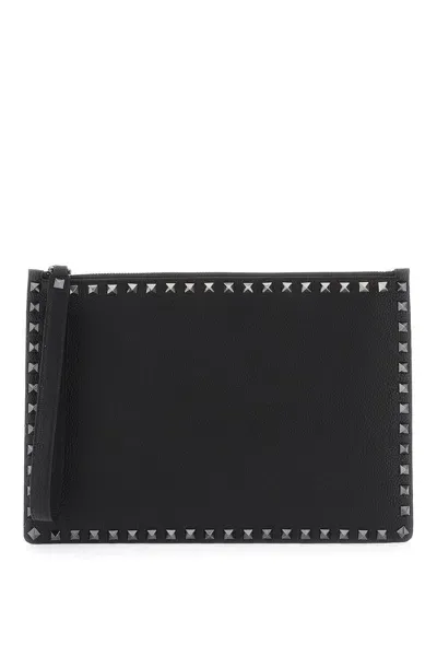 Valentino Garavani Black Leather Rockstud Clutch