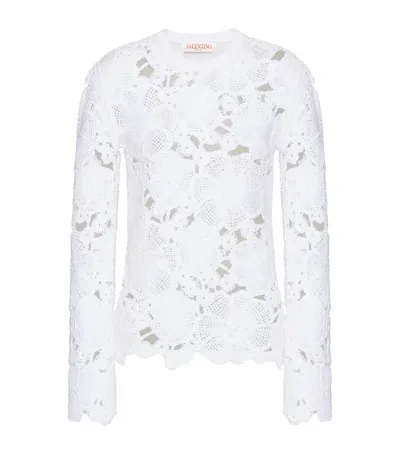 Valentino Embroidered Floral Sweater In Ivory