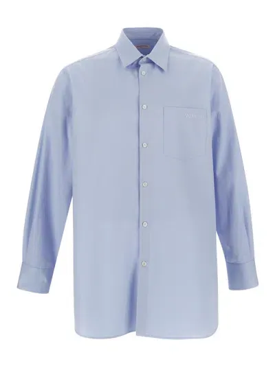 Valentino Embroidered Logo Shirt In Clear Blue