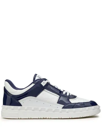 Valentino Garavani Freedots Leather Sneakers In Blue