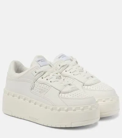 Valentino Garavani Freedots Xl Leather Platform Sneakers In White