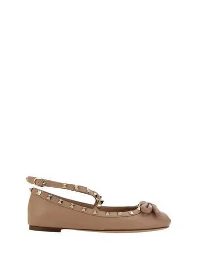 Valentino Garavani Rockstud Ankle Strap Ballet Flat In Pink