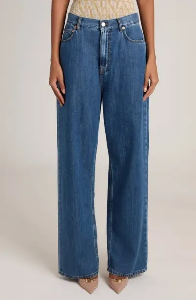 Valentino Garavani Denim Wide Leg Jeans In Multicolor