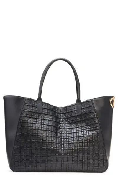 Valentino Garavani Large Vlogo Detail Weave Embossed Leather Tote In Black