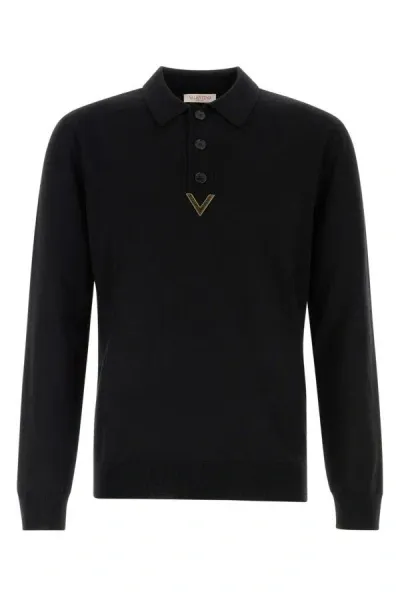 Valentino Garavani Man Black Wool Polo Shirt