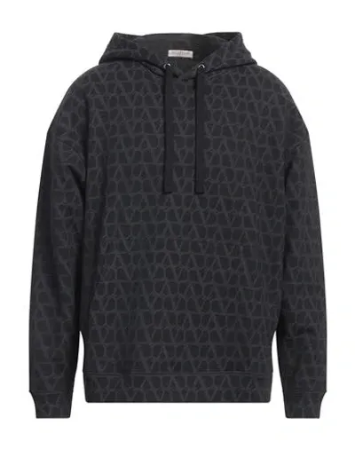 Valentino Cotton Full Zip Hoodie In Steel Grey