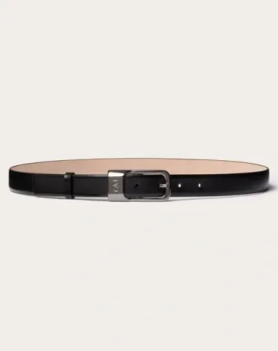 Valentino Garavani Mini Vlogo Signature Calfskin Leather Belt 25 Mm In Black