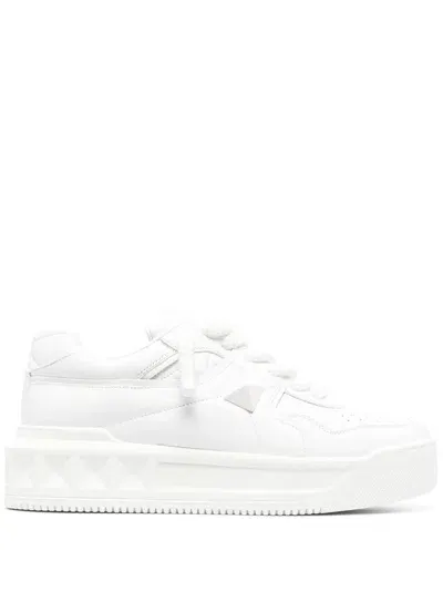 Valentino Garavani One Stud Xl Leather Sneakers In White