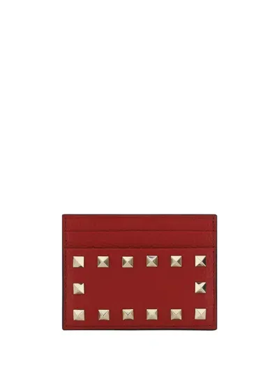 Valentino Garavani Rockstud Card Holder In Rosso V