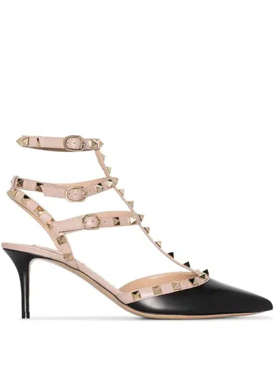 Valentino Garavani Rockstud Leather Pumps In Black