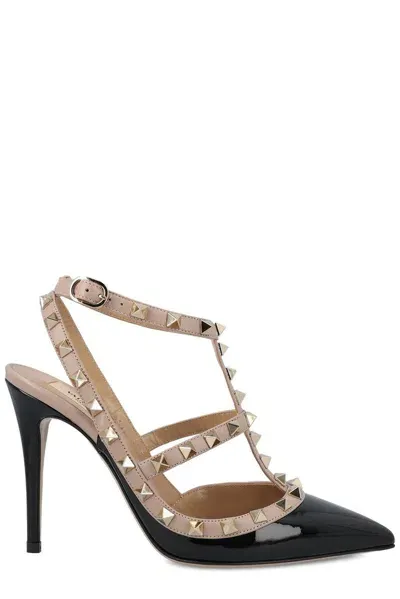 Valentino Garavani Rockstud Pointed Toe Caged Pumps In Black