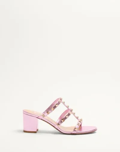 Valentino Garavani Rockstud Slide Sandal In Laminated Nappa Leather 60mm Woman Giacinto 41