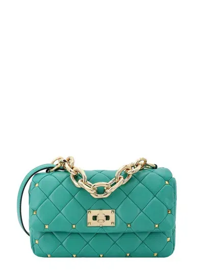 Valentino Garavani Rockstud Spike Foldover Top Shoulder Bag In Green