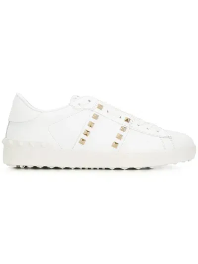 Valentino Garavani Rockstud Untitled Leather Sneakers In White