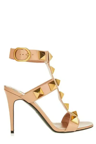 Valentino Garavani Roman Stud Open Toe Sandals In Pink