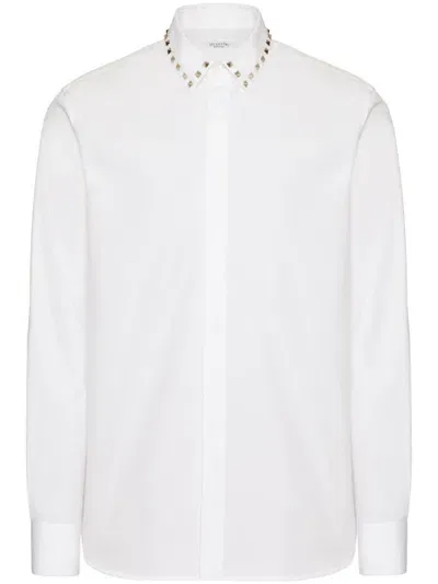 Valentino Studded Classic Cotton Shirt In White