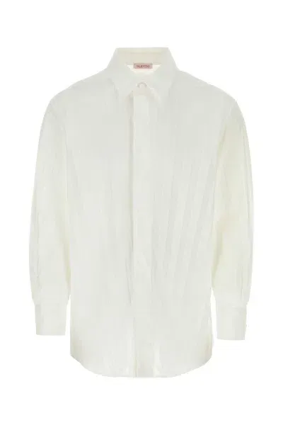 Valentino Pleated Concealed Fastened Shirt In White