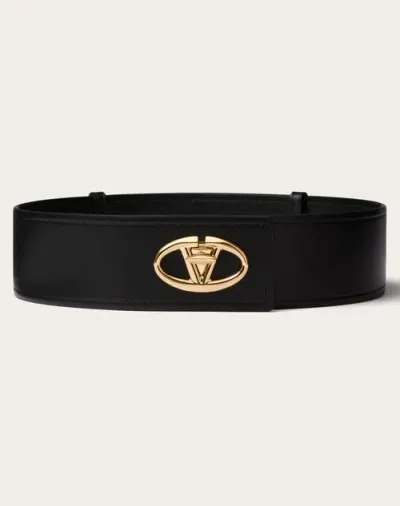 Valentino Garavani The Bold Edition Vlogo Calfskin Belt 60 Mm Woman Black S