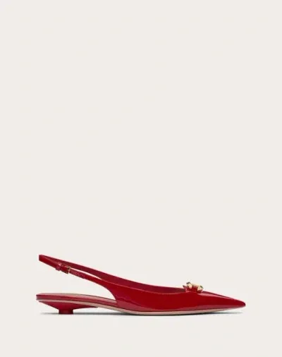 Valentino Garavani The Bold Edition Vlogo Slingback Ballerina In Patent Leather 20mm Woman Rosso Val In Red