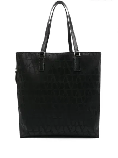 Valentino Garavani Toile Iconographe Shopping Bag In Black