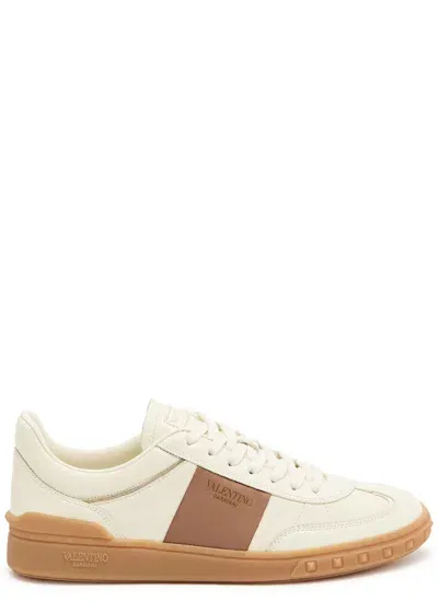 Valentino Garavani Off-white & Pink Upvillage Calfskin Sneakers In Ivory