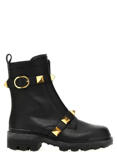 Valentino Garavani 'roman Stud' Ankle Boots In Black