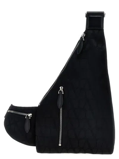 Valentino Garavani 'toile Iconographe' Shoulder Bag In Black