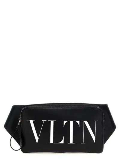 Valentino Garavani Black Vltn Logo Crossbody Bag In White/black