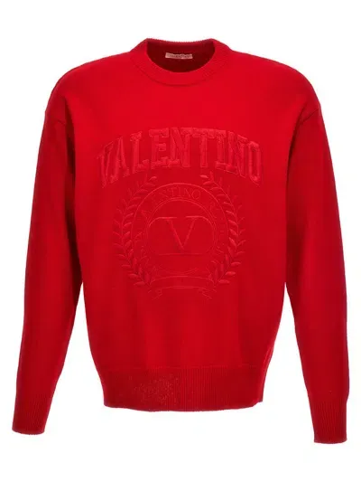 Valentino Garavani  Logo Embroidery Sweater In Red