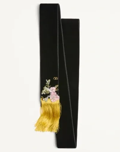 Valentino Garavani Velvet Scarf With Embroidery Woman Multicolour Uni In Multicolor