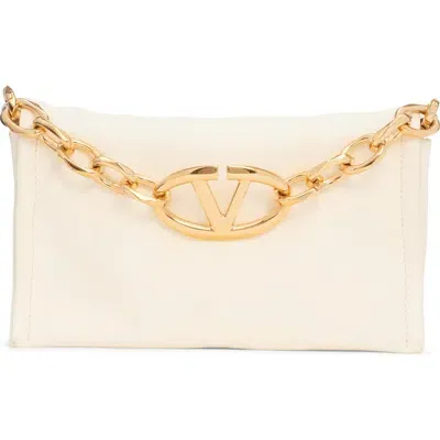 Valentino Garavani Vlogo Chain Lambskin Crossbody Bag In Ivory