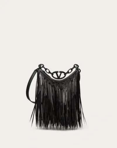 Valentino Garavani Vlogo Moon Mini Hobo Bag With Sequin Fringes Woman Black Uni