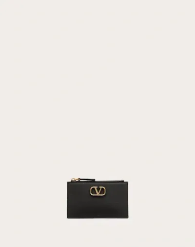 Valentino Garavani Vlogo Signature Grainy Calfskin Cardholder Woman Black Uni In ブラック