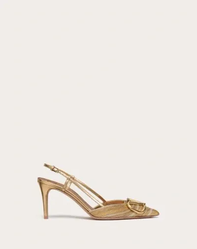 Valentino Garavani Vlogo Signature Metallic Slingback Pumps With Cornely Embroidery 80mm Woman Gold