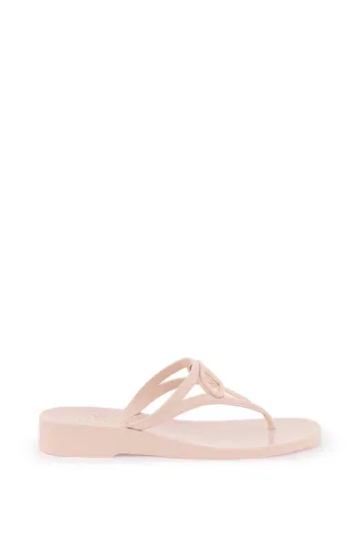 Valentino Garavani Vlogo Jelly Wedge Flip Flop In Pink