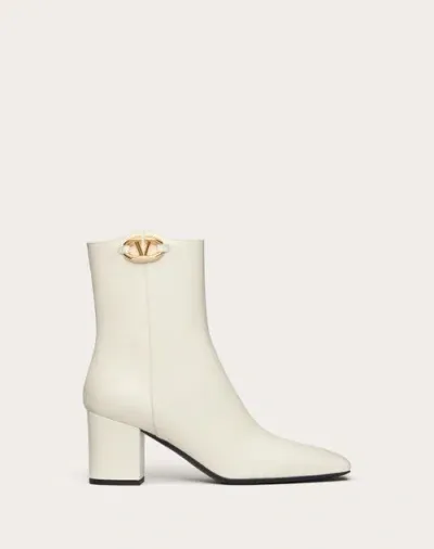 Valentino Garavani Vlogo The Bold Edition Ankle Boot In Calfskin 70mm Woman Ivory 41.5