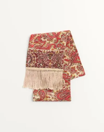 Valentino Garavani Voyage Imaginaire Silk Bandeau Scarf With Fringe In Multicolour