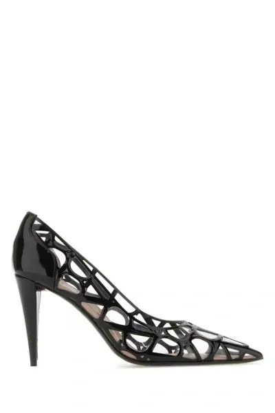 Valentino Garavani Black Polymeric Material And Leather Toile Iconographe Pumps