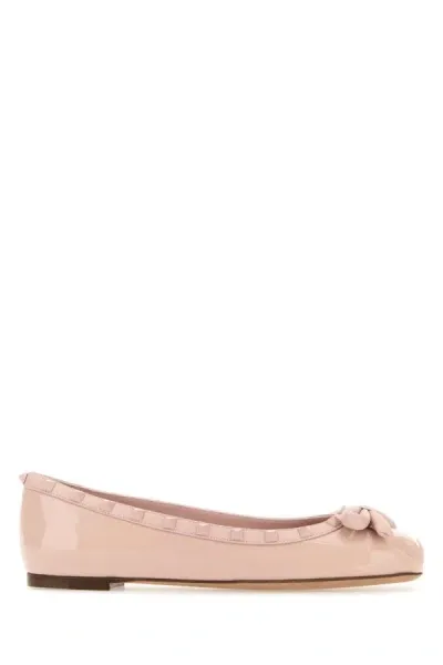 Valentino Garavani Pink Leather Rockstud Ballerinas