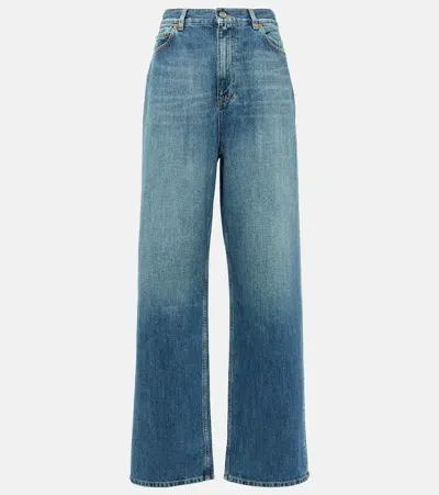 Valentino High-rise Straight Jeans In Blau