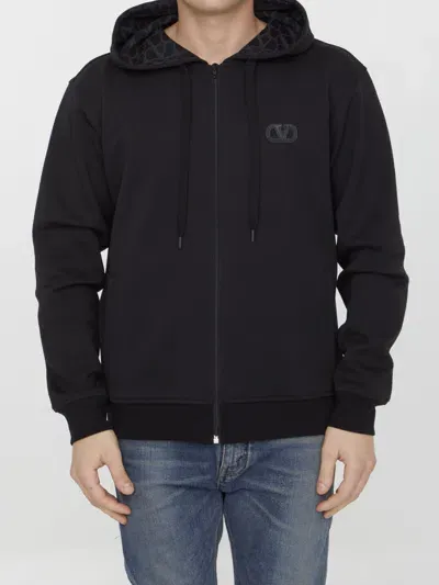 Valentino Hoodie With Toile Iconographe Hood In Black